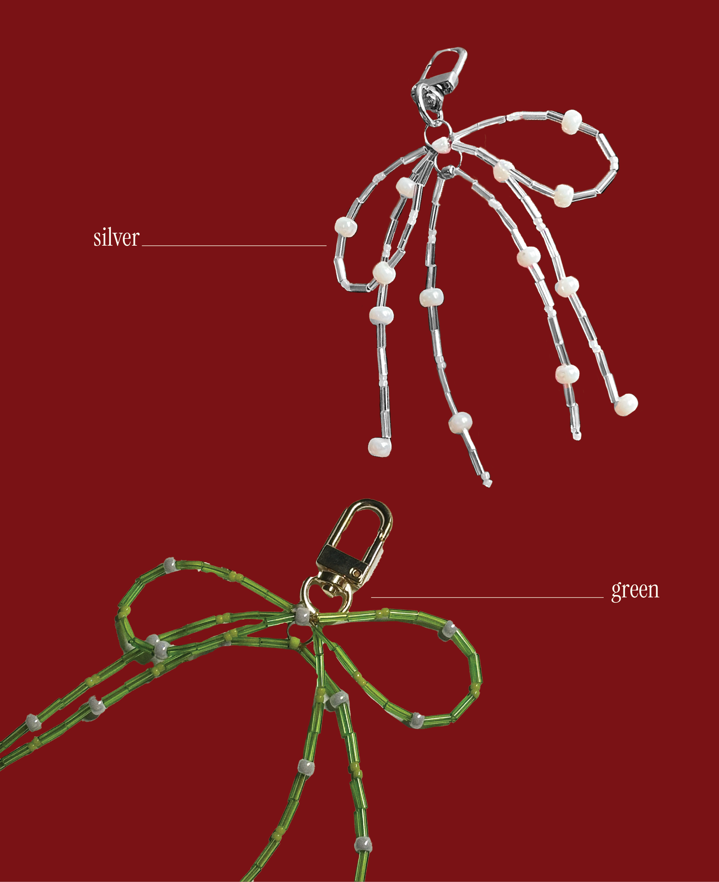 Beaded Bow Bag Charm Keychain