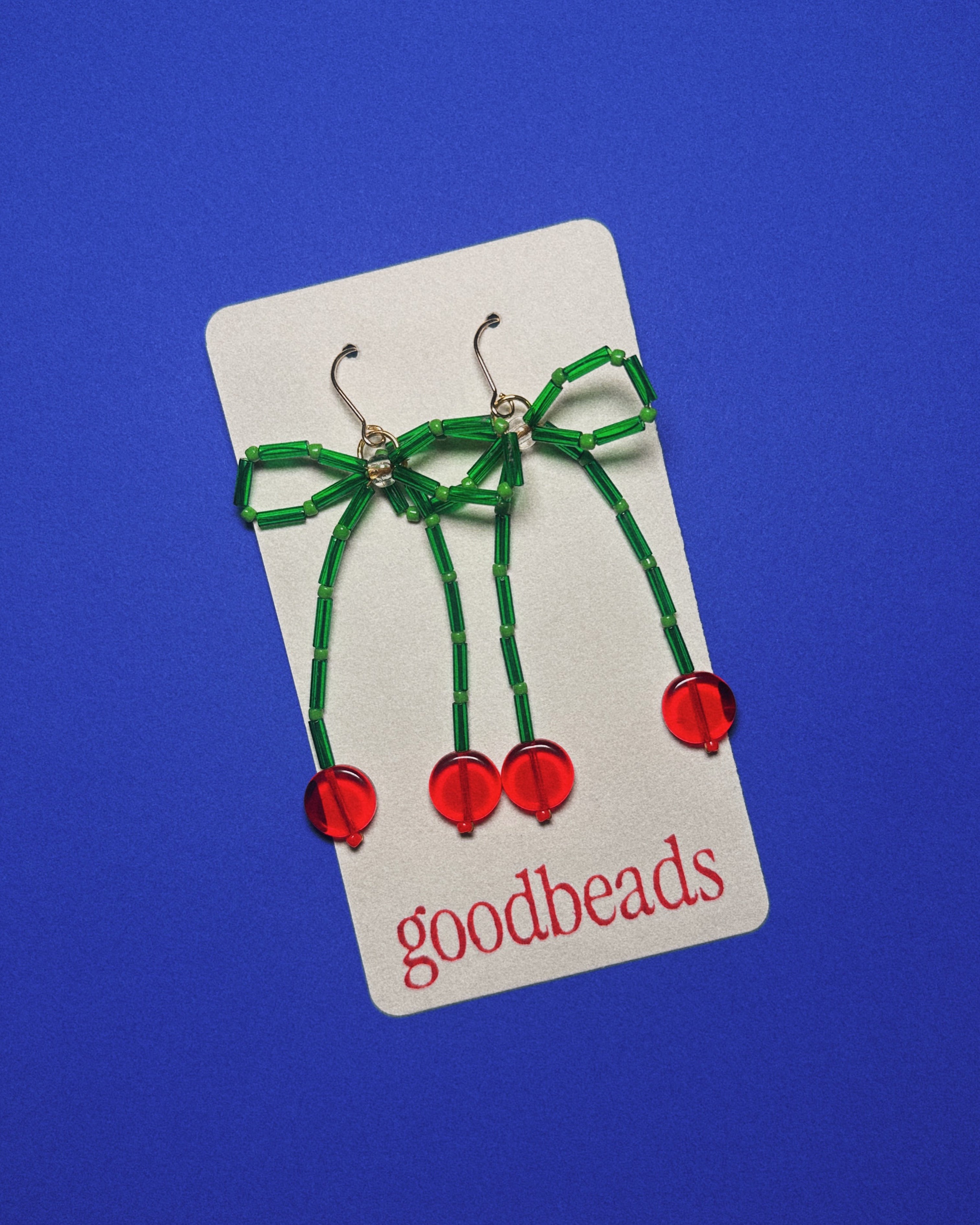 Cherry Beaded Bow Earrings