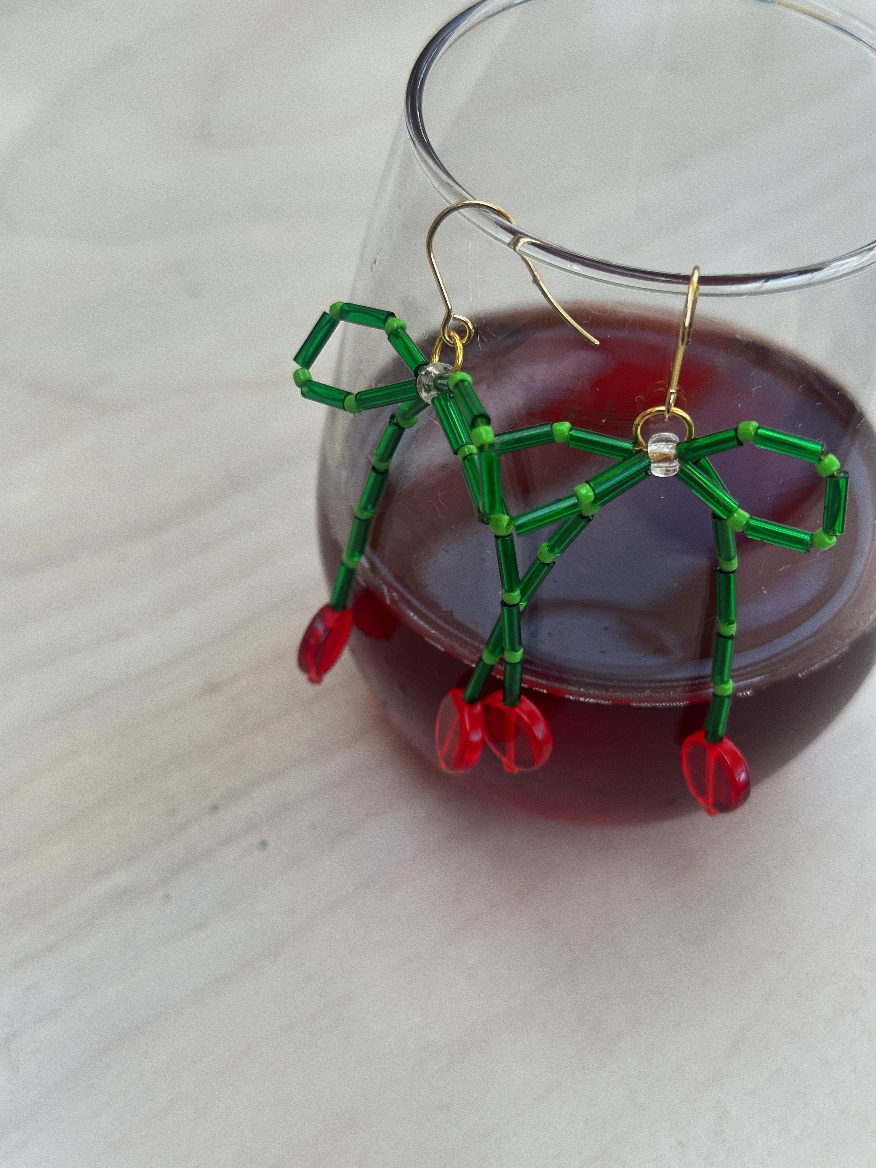 Cherry Beaded Bow Earrings