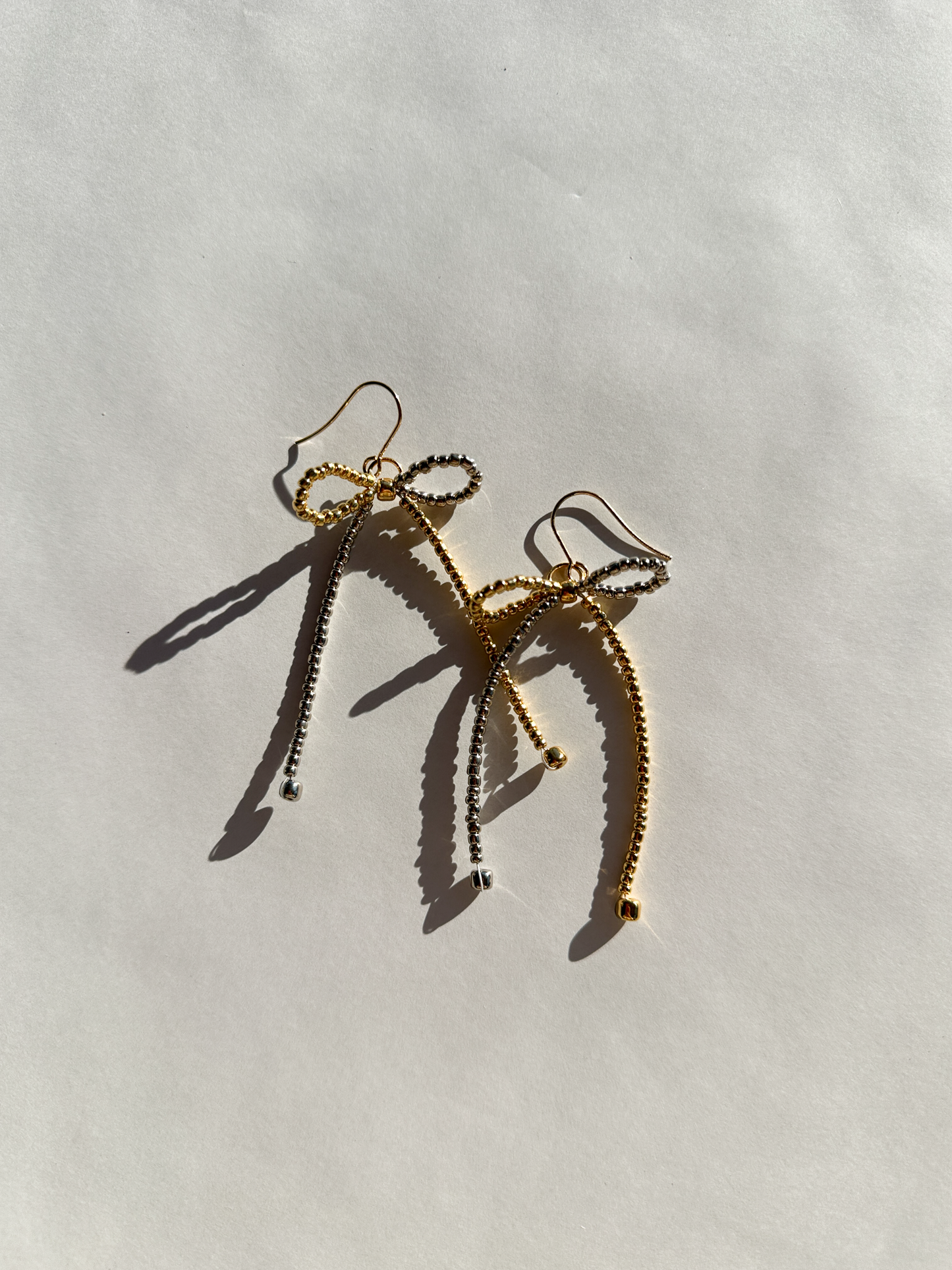 Mixed Metal Gold and Silver Bow Earrings