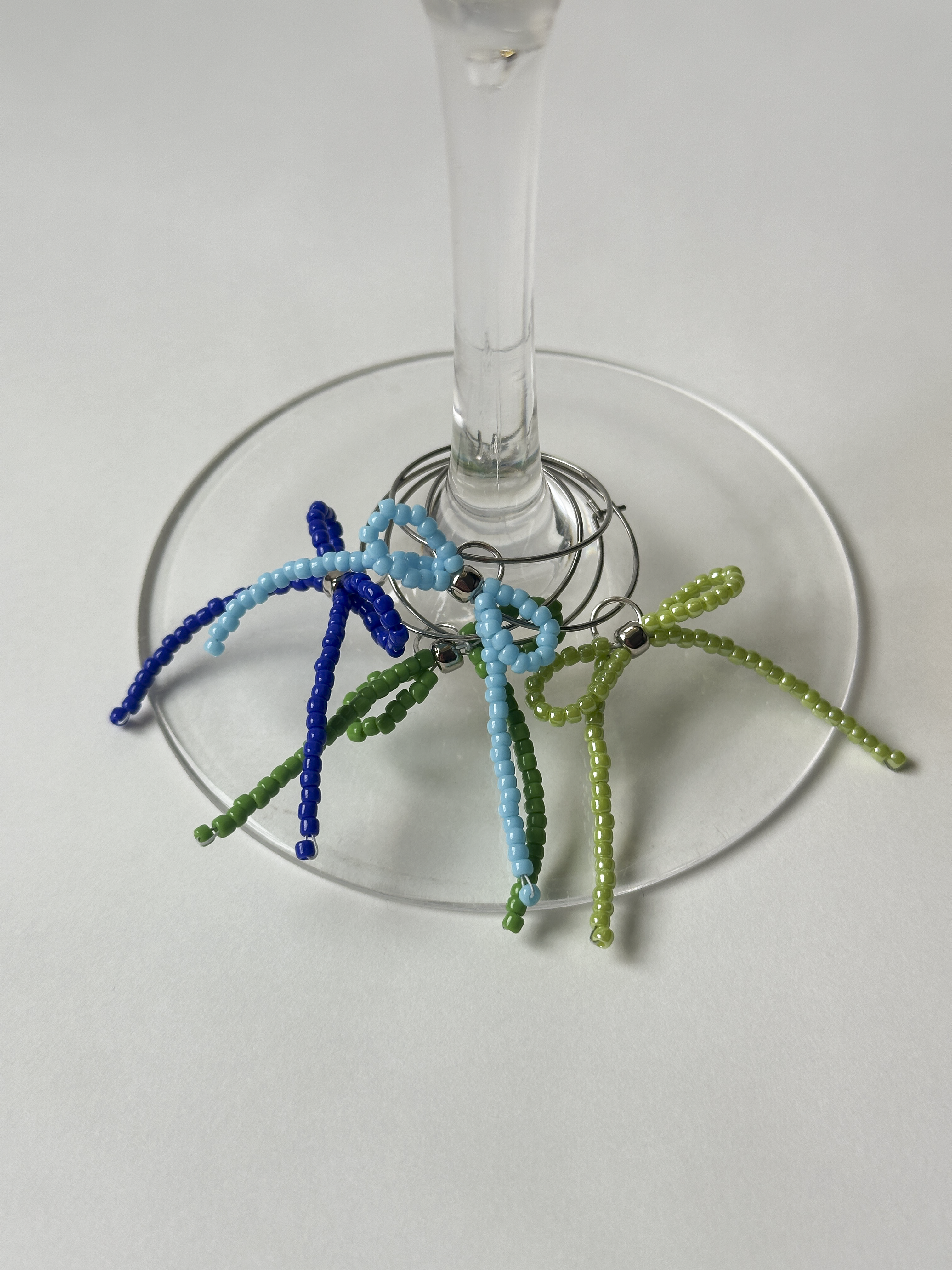 Beaded Bow Wine Glass Charms (Set of 4)