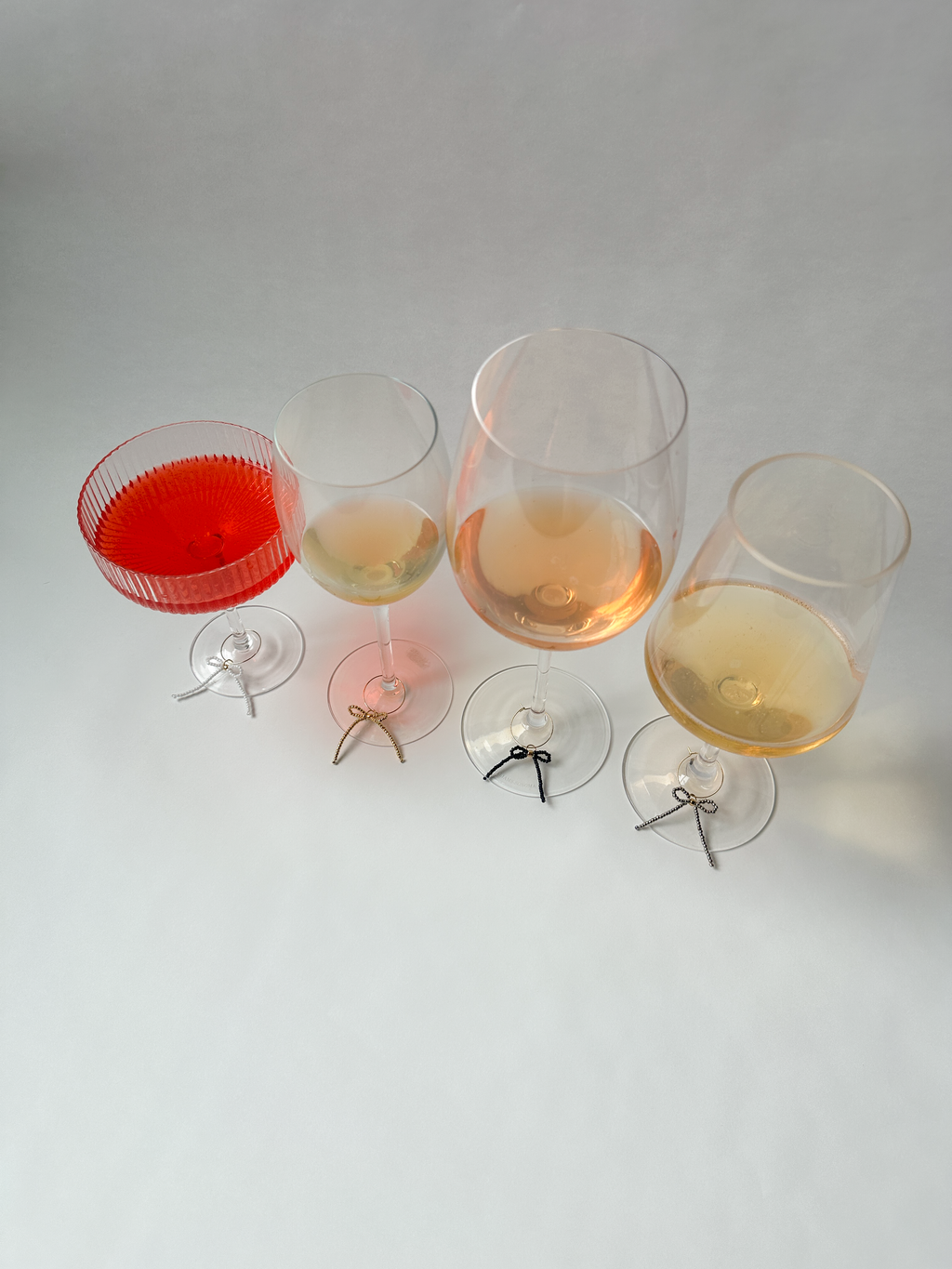 Beaded Bow Wine Glass Charms (Set of 4)