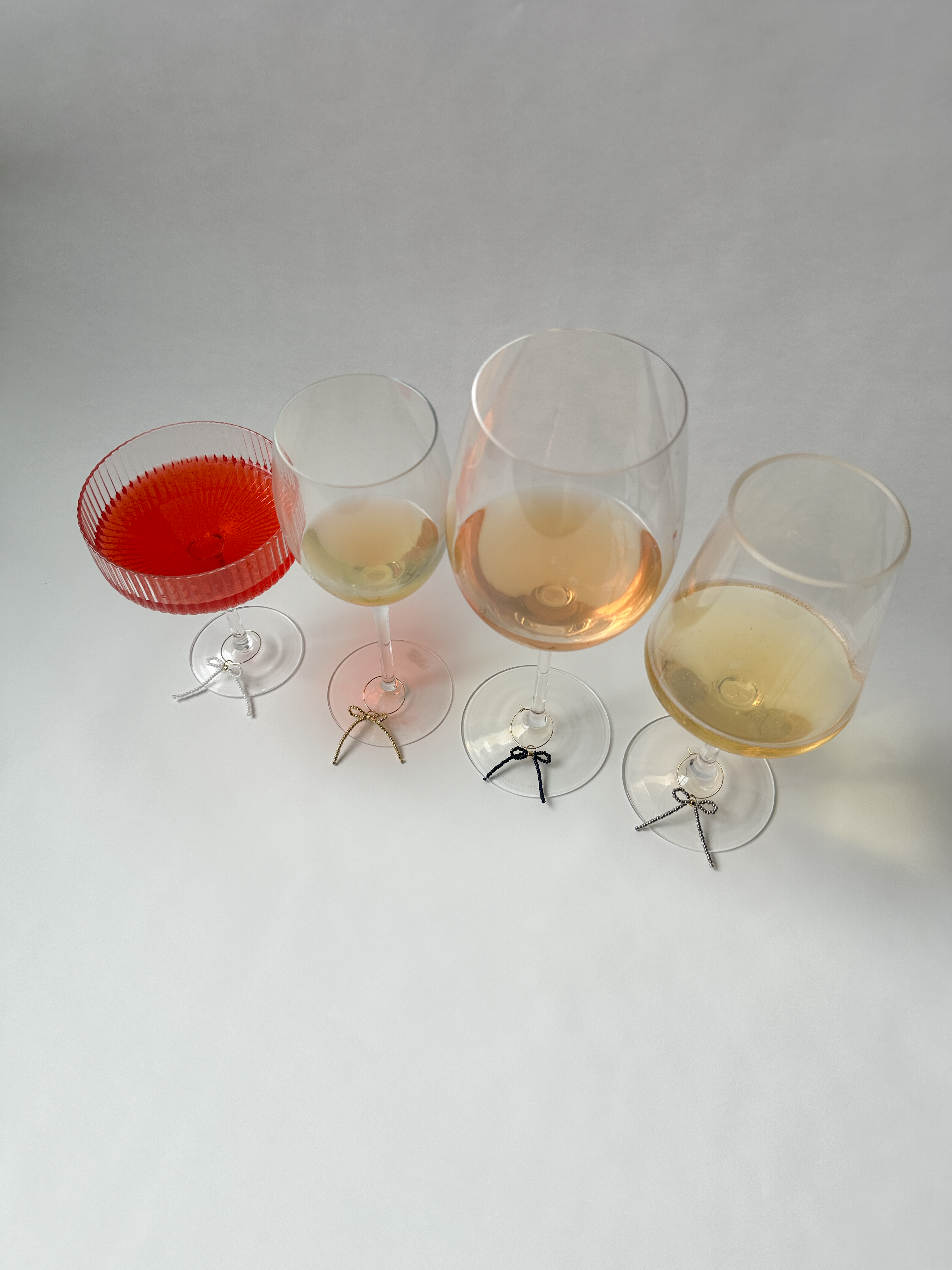 Beaded Bow Wine Glass Charms (Set of 4)