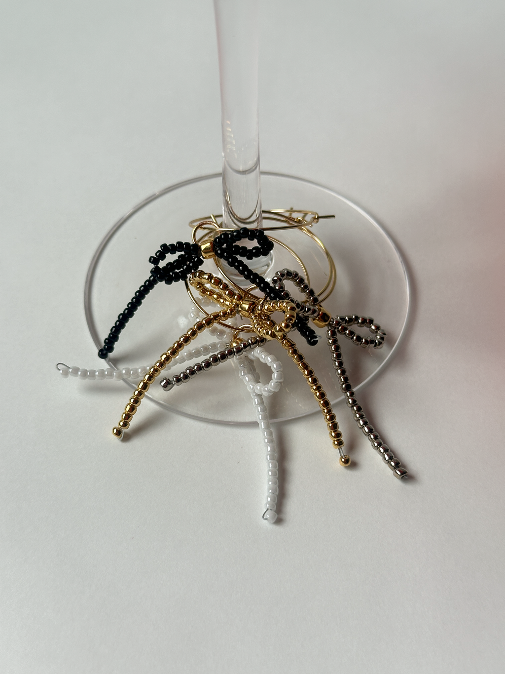 Beaded Bow Wine Glass Charms (Set of 4)