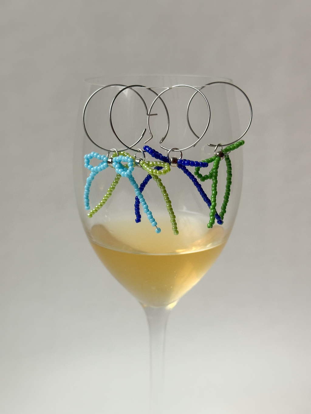 Beaded Bow Wine Glass Charms (Set of 4)