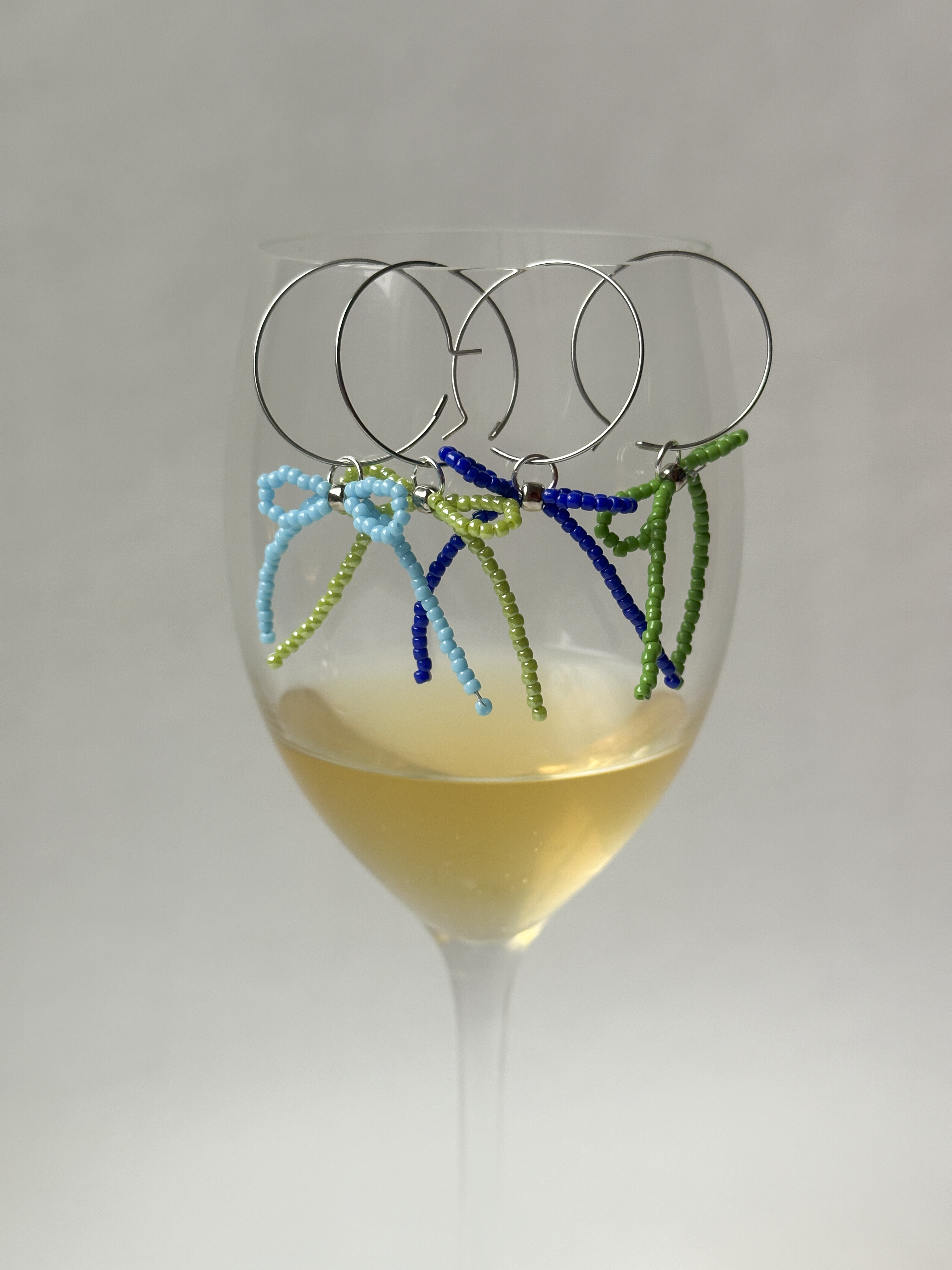Beaded Bow Wine Glass Charms (Set of 4)